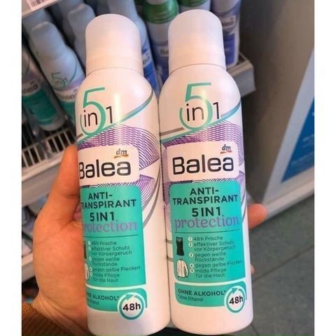 Xịt khử mùi Balea 5in1 200ml - Khử mùi cơ thể hiệu quả, chăm sóc da, chống ố vàng, tự tin suốt 48h, hàng Đức chính hãng
