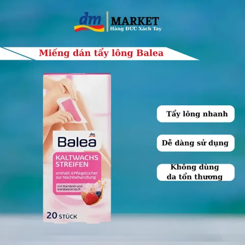 Miếng Dán Tẩy Lông Balea Cho Vùng Body & Nách - Gói 20 Miếng Tẩy Lông Nhanh, Giảm Viêm Lỗ Chân Lông