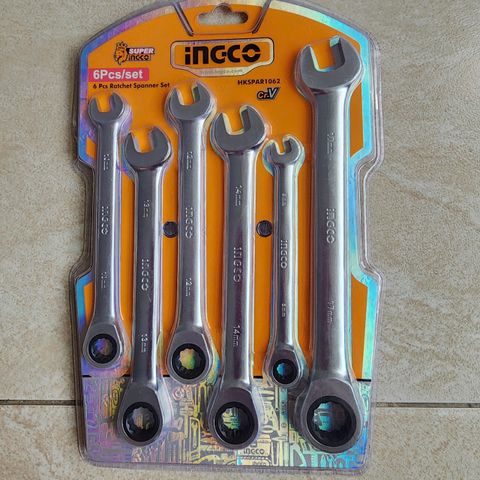 Bộ cờ lê vòng miệng 6 chi tiết INGCO HKSPAR1062 - Chất liệu CrMo cao cấp, kích thước 8-17 mm, Dụng cụ cầm tay tiện lợi cho thợ sửa chữa.