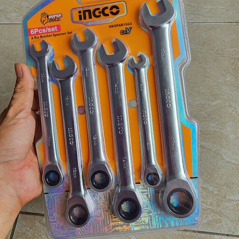 Bộ cờ lê vòng miệng 6 chi tiết INGCO HKSPAR1062 - Chất liệu CrMo cao cấp, kích thước 8-17 mm, Dụng cụ cầm tay tiện lợi cho thợ sửa chữa.