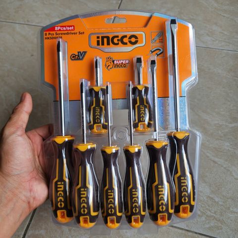 Bộ 8 tuốc nơ vít dẹp và bake đa năng INGCO HKSD0828