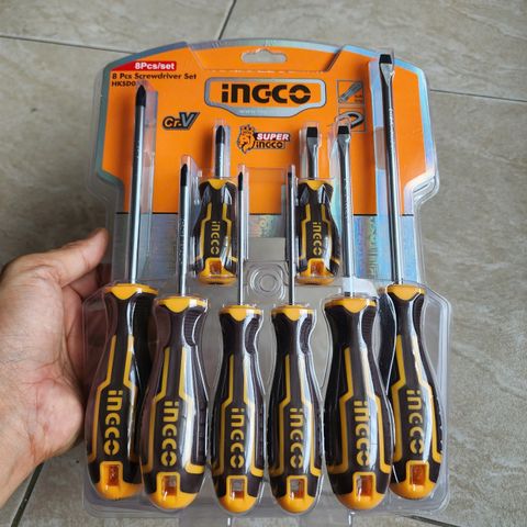 Bộ 8 tuốc nơ vít dẹp và bake đa năng INGCO HKSD0828