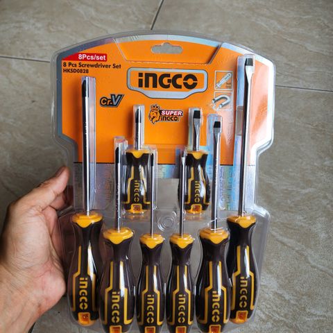 Bộ 8 tuốc nơ vít dẹp và bake đa năng INGCO HKSD0828