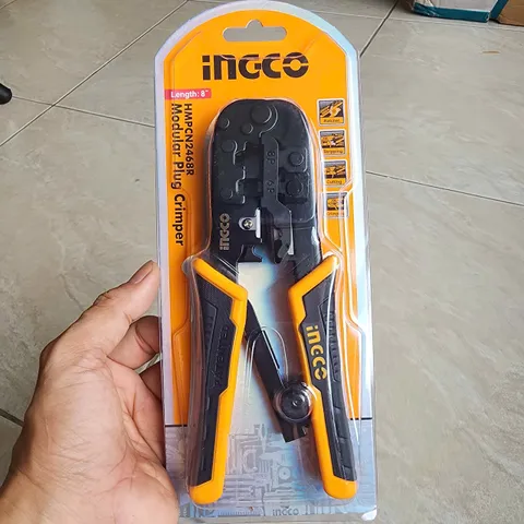 Kìm Bấm Dây Mạng INGCO HMPCN2468R - Công Cụ Đa Năng Uốn, Tước, Cắt Dây Điện Thoại Chuyên Dùng 8 inch