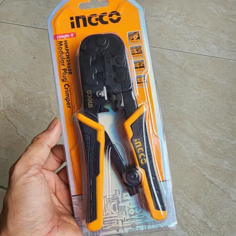 Kìm Bấm Dây Mạng INGCO HMPCN2468R - Công Cụ Đa Năng Uốn, Tước, Cắt Dây Điện Thoại Chuyên Dùng 8 inch