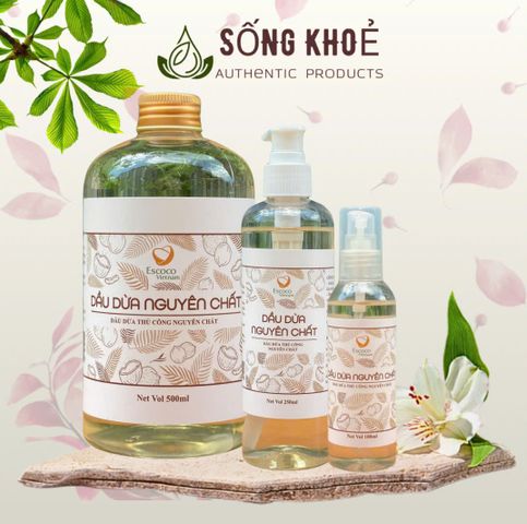 Dầu Dừa Thủ Công Nguyên Chất Escoco Vietnam 100ml - Dưỡng Da, Dưỡng Tóc, Kháng Khuẩn, Dùng Trong Ẩm Thực