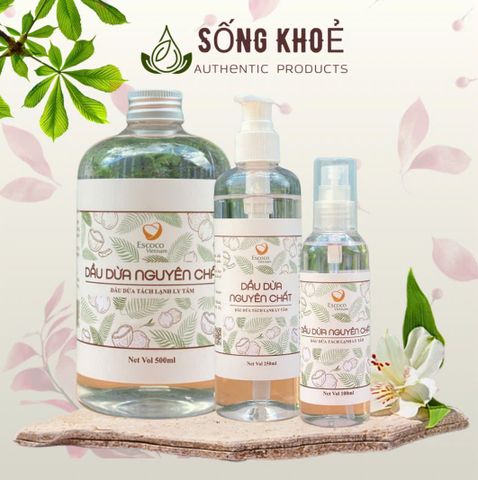 Dầu Dừa Tách Lạnh Ly Tâm Escoco 100ml, 250ml, 500ml - Tinh Khiết, Dưỡng Da, Chăm Sóc Tóc, An Toàn Cho Trẻ Em và Người Lớn