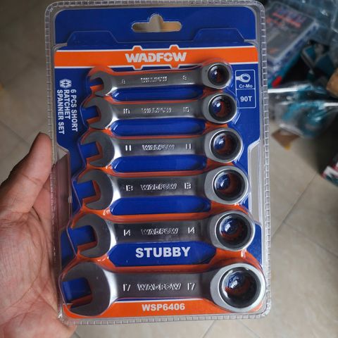 Bộ 6 Cờ Lê Vòng Miệng Tự Động Ngắn WADFOW WSP6406 - Thép CR-V Bền Chắc Cho Sửa Chữa Cơ Khí, Ô Tô, Gia Dụng