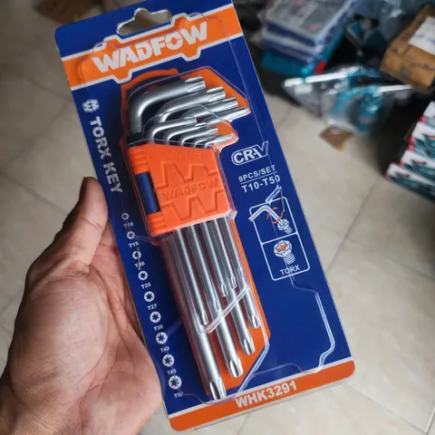 Bộ lục giác đầu sao Wadfow WHK3291 - 9 Chi tiết T10-T50, Chất liệu Cr-V, Dụng cụ Cầm tay Tiện lợi cho Sửa chữa và Lắp ráp