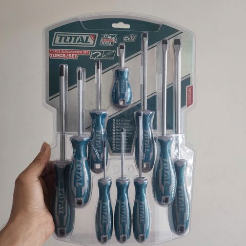 Bộ tuốc nơ vít dẹp và bake 10 chi tiết Total THT250610 - Công cụ sửa chữa bền chắc, tay cầm chống trượt, chất liệu thép CR-V êm tay.
