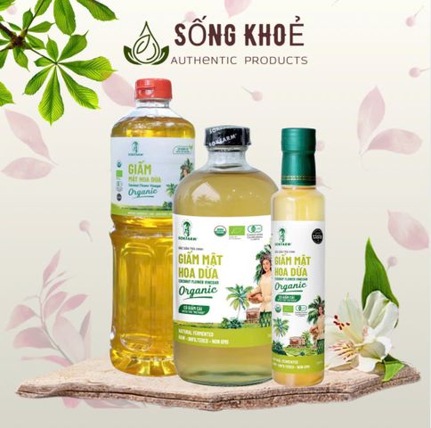 Giấm Mật Hoa Dừa Hữu Cơ Sokfarm - Giấm Chua Tự Nhiên Giàu Lợi Khuẩn và Enzyme, An Toàn, Dễ Dùng Trong Ẩm Thực