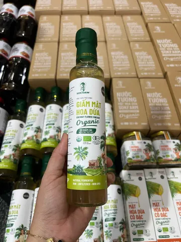 Giấm Mật Hoa Dừa Hữu Cơ Sokfarm - Giấm Chua Tự Nhiên Giàu Lợi Khuẩn và Enzyme, An Toàn, Dễ Dùng Trong Ẩm Thực
