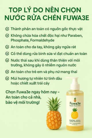 Nước Rửa Chén Từ Thiên Nhiên Hương Dứa - Enzyme Sinh Học, Thân Thiện Với Da & Môi Trường, Hiệu Quả Làm Sạch Tuyệt Đối