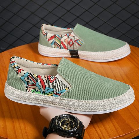 Giày Nam Slipon D910 Thoáng Khí - Giày Lười Phối Họa Tiết Thổ Cẩm, Thoải Mái, Kiêu Sa, Size 39-44