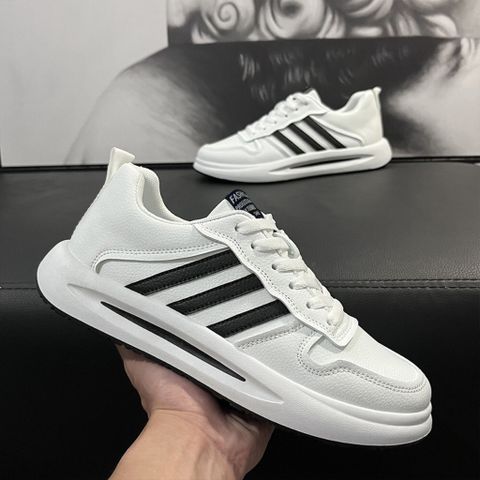 Giày Thể Thao Nam Full Trắng Phối 3 Gạch - Giày Da PU Sang Trọng Chống Trơn Trượt Cho Phong Cách Trẻ Trung Năng Động