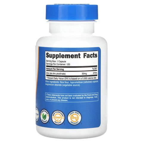 ZINC (KẼM) PICOLINATE 30MG- 120 VIÊN- TĂNG CƯỜNG HỆ MIỄN DỊCH-CHUYỂN HÓA TES TOS TE RONE