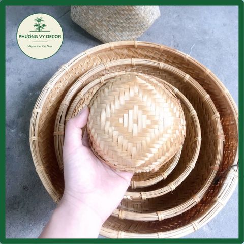 Bộ Thúng Tre Tự Nhiên Đẹp - Giỏ Đựng Hành Tỏi, Cắm Hoa & Trang Trí Bếp, Đồ Trang Trí Phương Vy Decor