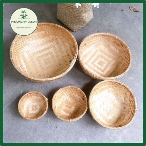 Bộ Thúng Tre Tự Nhiên Đẹp - Giỏ Đựng Hành Tỏi, Cắm Hoa & Trang Trí Bếp, Đồ Trang Trí Phương Vy Decor