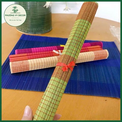 Mành Tăm Trang Trí Nhiều Màu - Khăn Trải Bàn, Phụ Kiện Chụp Ảnh Khổ 30x40cm - Dệt Chắc Chắn Từ Tăm Tre