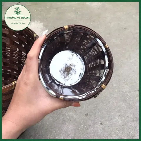 Sọt tre, giỏ tre trồng cây, ống đựng bút, sọt rác khô đa năng trang trí mây tre Phương Vy Decor