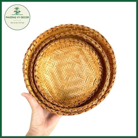 Rổ Tre Hun Khói Đựng Rau Hành Tỏi - Đồ Trang Trí Nhà Hàng & Phụ Kiện Chụp Ảnh Phương Vy Decor, Chống Ẩm Mốc, Nhiều Kích Thước