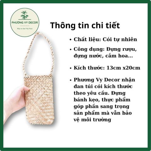 Túi Có Cói Tự Nhiên Đựng Nước - Túi Xách Thân Thiện Với Môi Trường Phương Vy Decor - Trang Trí Độc Đáo, Tiện Lợi