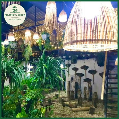 Chao Đèn Tre Hình Bán Đảo Trang Trí Cafe, Sân Vườn - Đèn Nghệ Thuật Thân Thiện Với Thiên Nhiên, Giá Rẻ