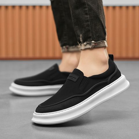 Giày Lười Nam Slip-On Thể Thao Sneaker Chất Liệu Vải Thoáng Khí - Phong Cách Thời Trang Đen Cực Chất, Dễ Phối Đồ