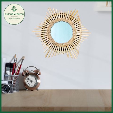 Combo 3 Gương Mây Mini Treo Tường Thiên Nhiên - Trang Trí Nhà Cửa Xinh Xắn, Đan Tay Phương Vy Decor 35cm
