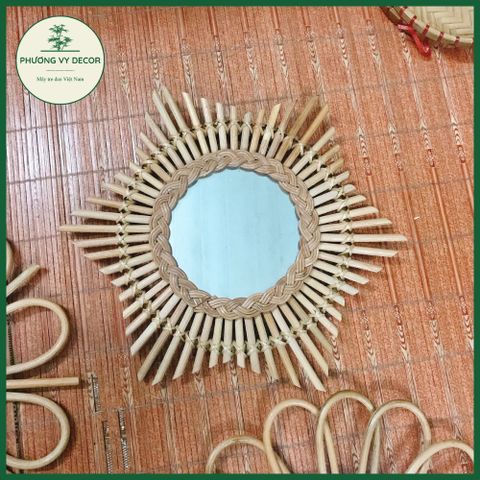 Combo 3 Gương Mây Mini Treo Tường Thiên Nhiên - Trang Trí Nhà Cửa Xinh Xắn, Đan Tay Phương Vy Decor 35cm