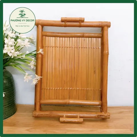 Khay Trà Tre Hun Khói - Khay Trà Trúc Già Cổ Điển Đẹp Mắt, Bền Chắc, Trang Trí Bàn Trà Phong Cách Mộc Mạc Phương Vy Decor