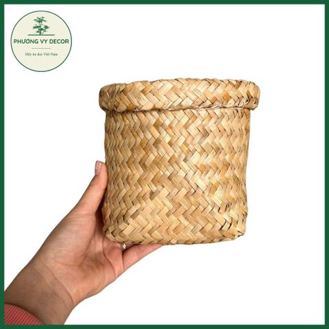 Giỏ Cói Gập Vành - Hộp Đựng Đồ Trang Trí Tự Nhiên, Thân Thiện Môi Trường, Dùng Đựng Bánh Mì và Các Loại Hạt, Phương Vy Decor