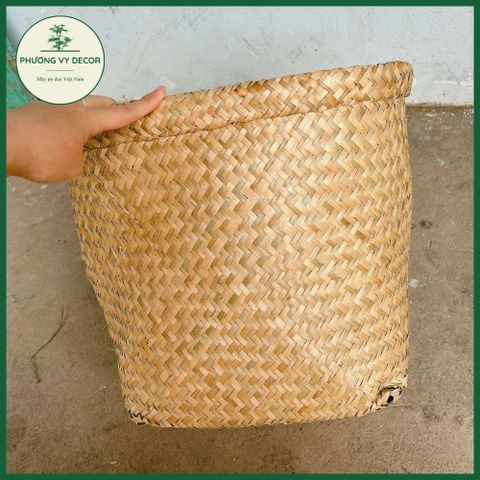 Giỏ Cói Gập Vành - Hộp Đựng Đồ Trang Trí Tự Nhiên, Thân Thiện Môi Trường, Dùng Đựng Bánh Mì và Các Loại Hạt, Phương Vy Decor