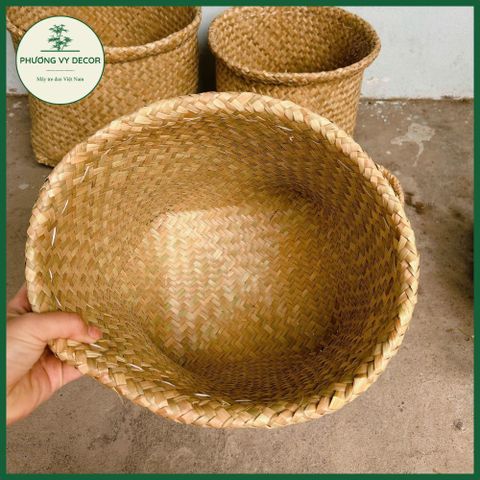Giỏ Cói Gập Vành - Hộp Đựng Đồ Trang Trí Tự Nhiên, Thân Thiện Môi Trường, Dùng Đựng Bánh Mì và Các Loại Hạt, Phương Vy Decor