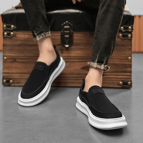 Giày Lười Nam SlipOn Thể Thao Sneaker Đen, Giày Mọi Thời Trang Mới Dễ Phối Đồ, Chất Liệu Vải Thoáng Khí, Kích Thước 39-44