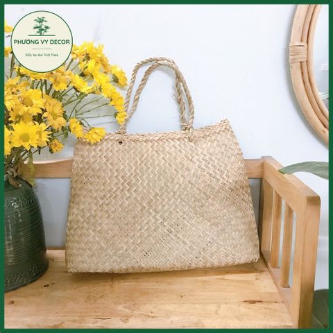 Túi Cói Đi Chợ Thân Thiện Môi Trường - Túi Xách Thủ Công Phương Vy Decor, Thích Hợp Đi Biển, Dã Ngoại, Chụp Ảnh