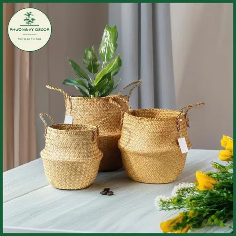 Giỏ Cói Chất Liệu Tự Nhiên - Túi Đựng Đồ Đa Năng, Trang Trí Nhà Cửa, Trồng Cây, Thân Thiện Với Môi Trường