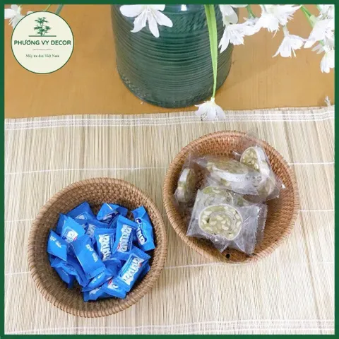 Bát mây tròn, rổ mây xiên đựng bánh kẹo hàng đẹp xuất dư mây tre Việt Nam
