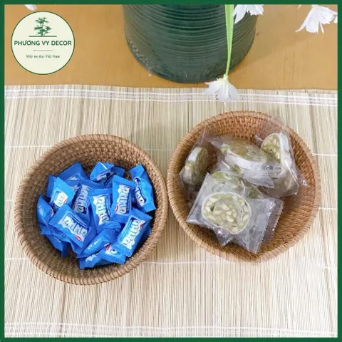 Bát mây tròn, rổ mây xiên đựng bánh kẹo hàng đẹp xuất dư mây tre Việt Nam