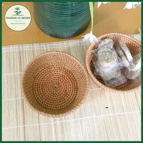 Bát mây tròn, rổ mây xiên đựng bánh kẹo hàng đẹp xuất dư mây tre Việt Nam