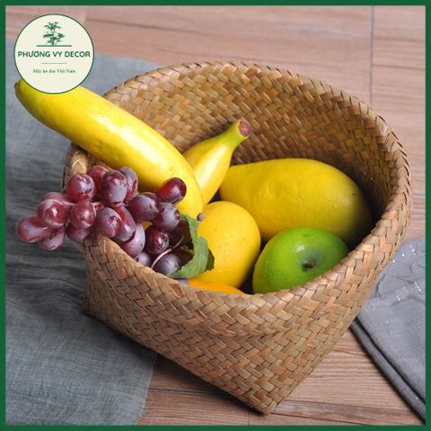 Giỏ cói tự nhiên đa năng - Túi đựng đồ trang trí, phụ kiện chụp ảnh, thân thiện với môi trường - Phương Vy Decor