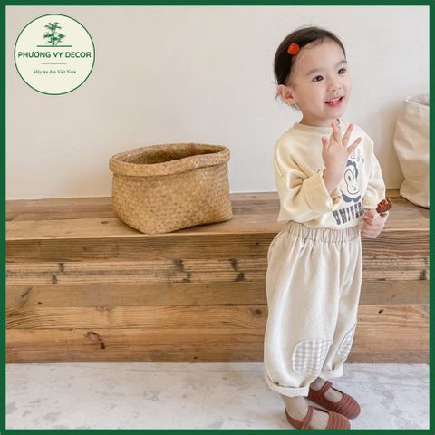 Giỏ cói tự nhiên đa năng - Túi đựng đồ trang trí, phụ kiện chụp ảnh, thân thiện với môi trường - Phương Vy Decor