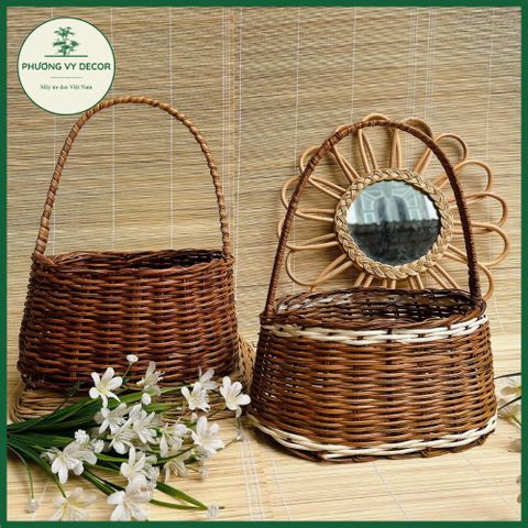 Giỏ hoa mây tự nhiên cho bé - Làn picnic, đồ chơi trang trí, phụ kiện chụp ảnh đẹp mắt, Phương Vy Deco