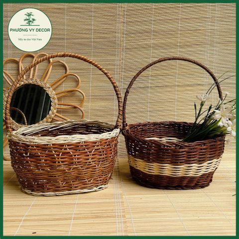 Giỏ hoa mây tự nhiên cho bé - Làn picnic, đồ chơi trang trí, phụ kiện chụp ảnh đẹp mắt, Phương Vy Deco