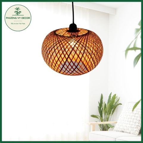 Đèn thả trần mây tre hình tròn 1 lớp - Trang trí nhà cửa, quán ăn, cafe - Handmade chất lượng cao từ tre tự nhiên