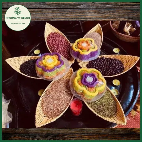 Khay Giả Mây Hình Thuyền - Đĩa Đựng Trái Cây Trang Trí Bàn Khách, Café Độc Đáo - Phương Vy Decor