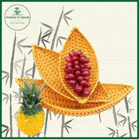 Khay Giả Mây Hình Thuyền - Đĩa Đựng Trái Cây Trang Trí Bàn Khách, Café Độc Đáo - Phương Vy Decor