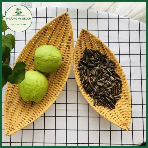 Khay Giả Mây Hình Thuyền - Đĩa Đựng Trái Cây Trang Trí Bàn Khách, Café Độc Đáo - Phương Vy Decor