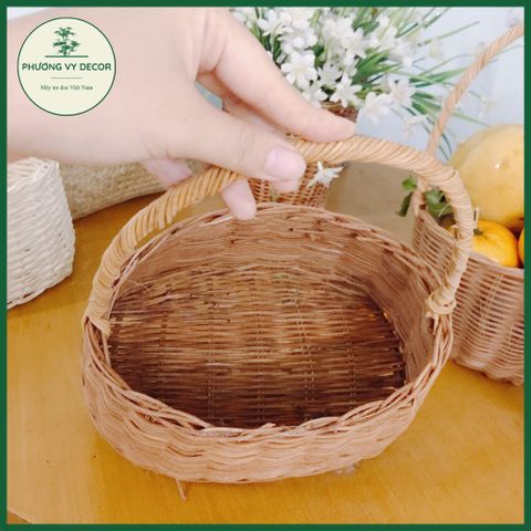 Giỏ Xách Đồ Chơi Bằng Mây Tự Nhiên - Lẵng Picnic Trang Trí Xinh Xắn Cho Bé - Phụ Kiện Chụp Ảnh Sáng Tạo Phương Vy Decor