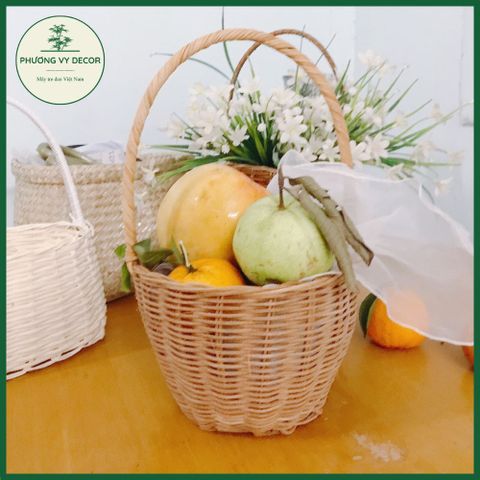 Giỏ Xách Đồ Chơi Bằng Mây Tự Nhiên - Lẵng Picnic Trang Trí Xinh Xắn Cho Bé - Phụ Kiện Chụp Ảnh Sáng Tạo Phương Vy Decor